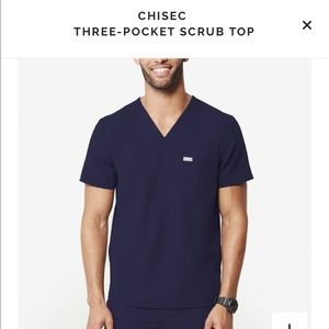 NWT Figs Chisec Three-Pocket Scrub Top Navy Small